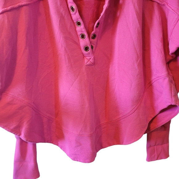 Pilcro by Anthropologie Spliced Henley Longsleeve Neon Pink Glow Top, Size M - Picture 6 of 15